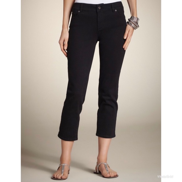 NWT CHICO’S 5 Pocket Crop Black Jeans Sz 0 $89! - Picture 2 of 8